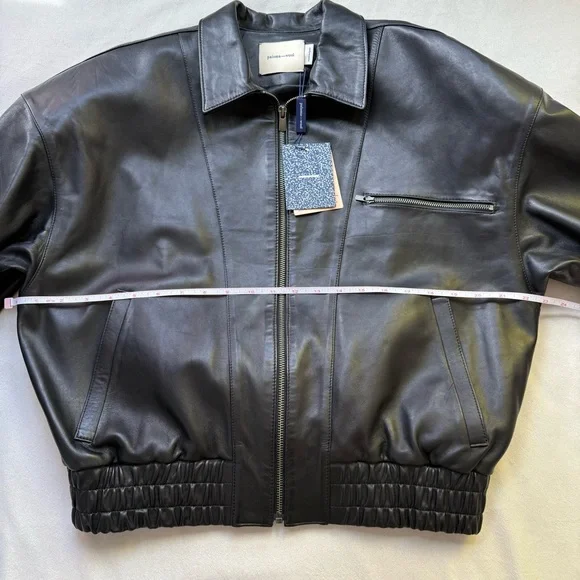 PALOMA WOOL LORA BLACK LEATHER BOMBER JACKET SIZE 36 (SMALL) - Picture 6 of 16